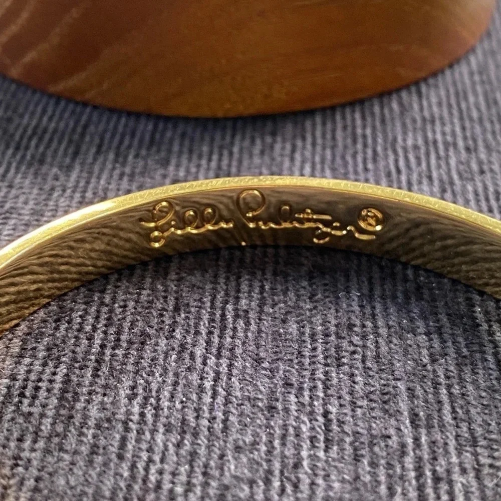 Lilly Pulitzer Gold Tone Lucky Elephant Jungle Bangle 7”